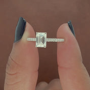 1.18 Ct Emerald Cut Lab Created Diamond Ring With Accents