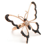 0.80 Carat Round Cut Butterfly Black And White Diamond Ring