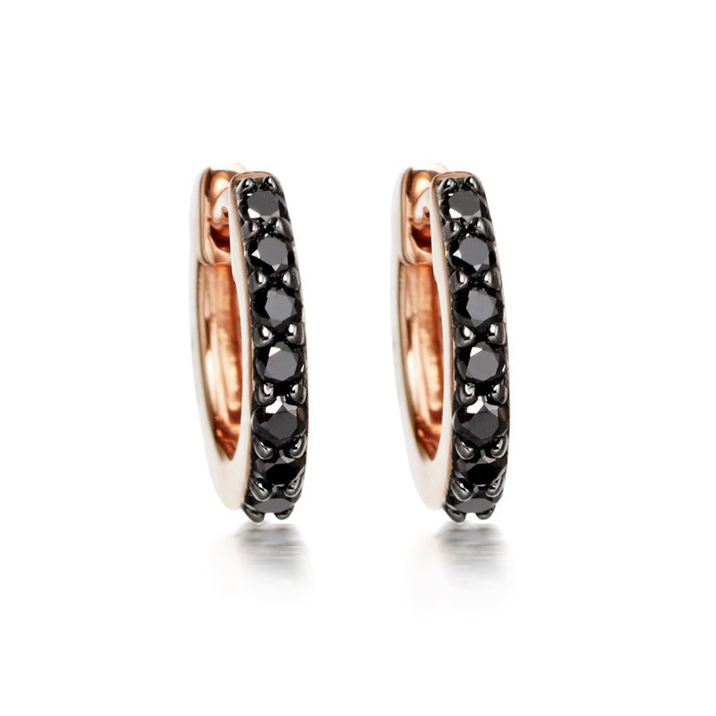 0.22 Ct Round Cut Prong Setting Black Diamond Earrings