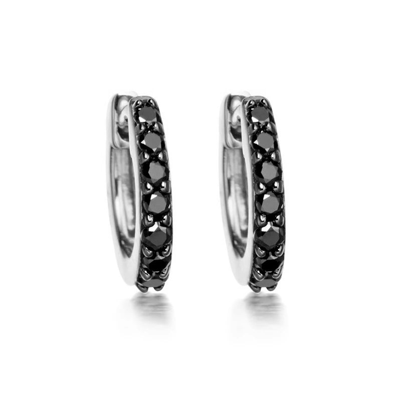0.22 Ct Round Cut Prong Setting Black Diamond Earrings