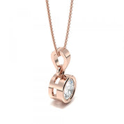 0.50 Carat Round Shaped Solitaire Lab Diamond Pendant 18K Rose Gold Natural Diamond