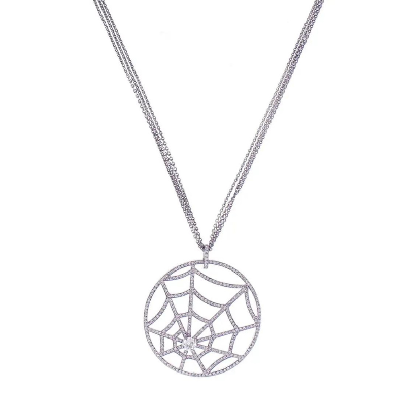 1.50 Carat Spider Web Lab Diamond Pendant 950 Platinum Natural Diamond