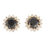 5.80ct Round Halo Black Diamond Stud Earrings