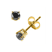 1.30 Carat Black Diamond Stud Earrings Round Shape Minimal Basket Set Design