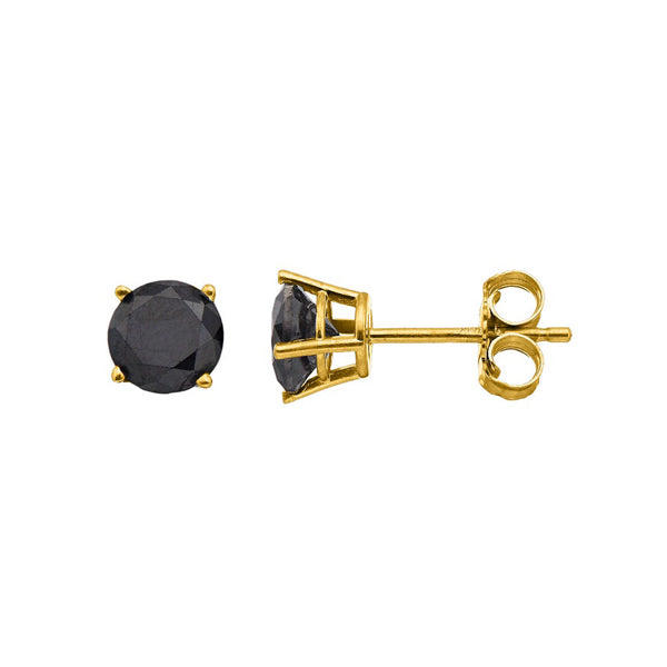 1.30 Carat Black Diamond Stud Earrings Round Shape Minimal Basket Set Design 950 Platinum