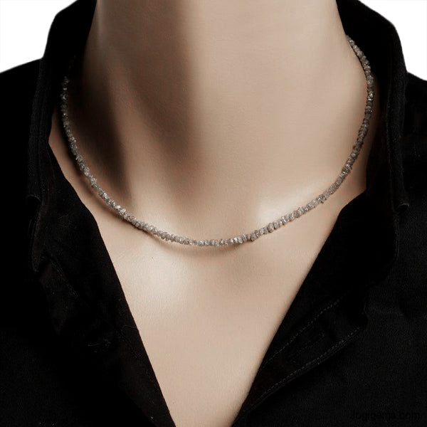 20 Inch Gray Uncut Diamond Beads Strand