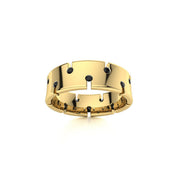 0.56 Carat Round Shape Bezel Setting Black Diamond Ring In White Gold For Men's 18K Yellow Gold