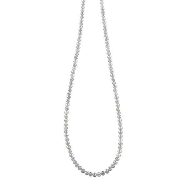 28 Inch Faceted White Diamond Beads Necklace