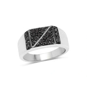 0.35 Round Cut Pave Setting Black Diamond Ring Men's