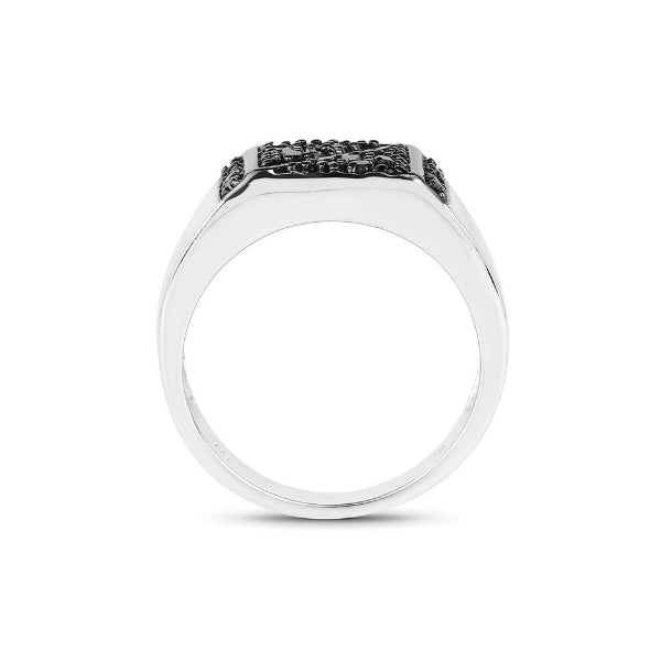 0.35 Round Cut Pave Setting Black Diamond Ring Men's Black Diamond Ring