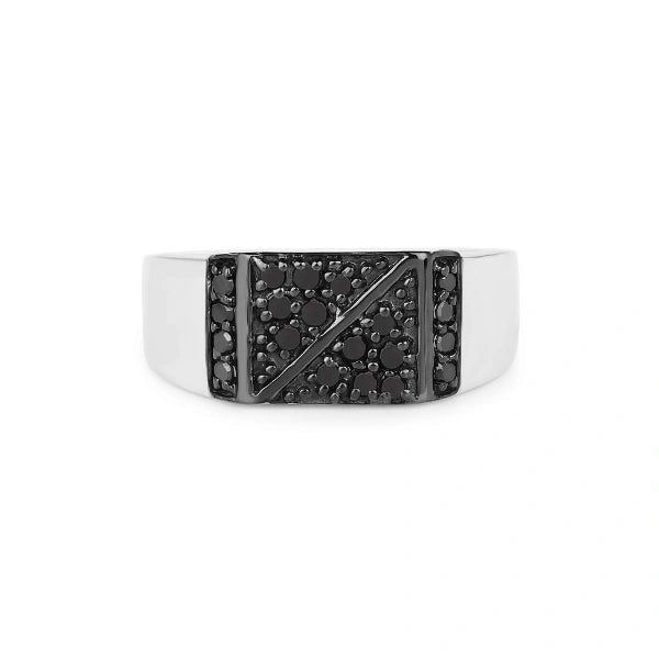0.35 Round Cut Pave Setting Black Diamond Ring Men's Black Diamond Ring