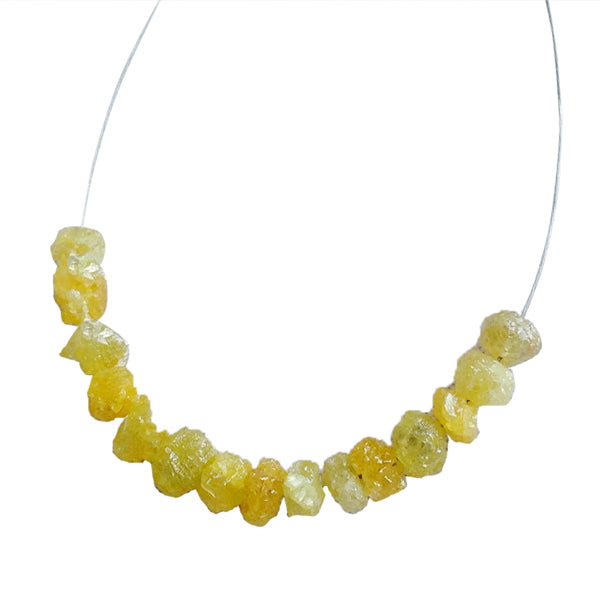 7 Inch Yellow Raw Diamond Beads Strand