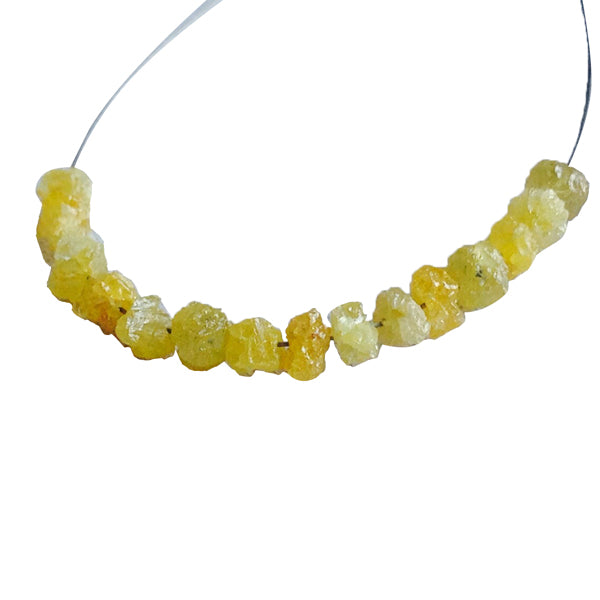 7 Inch Yellow Raw Diamond Beads Strand