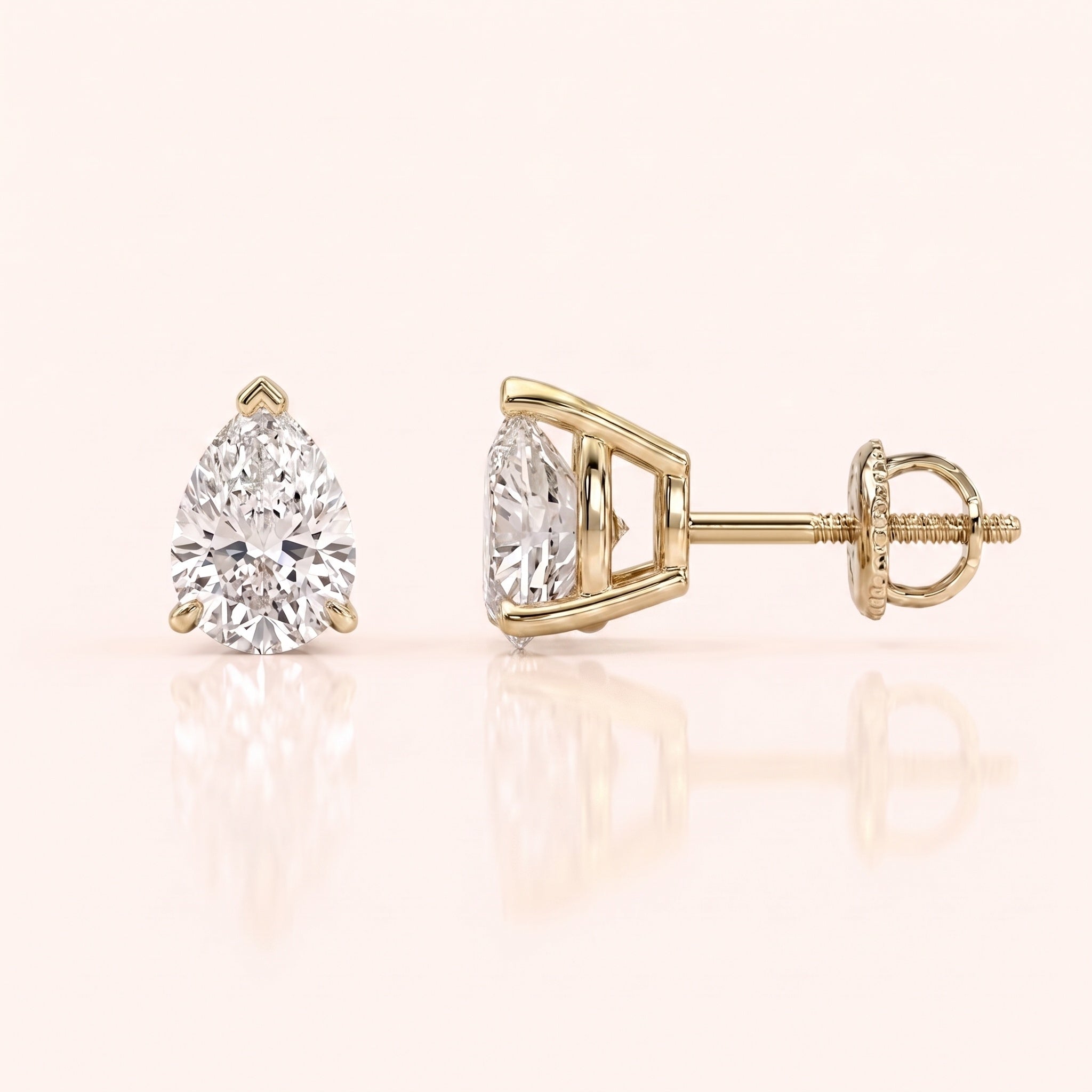 0.50 CT to 5 CT Pear Diamond Stud Earrings in Multiple Settings