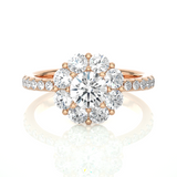 Round Lab Made Diamond Floral Halo Engagement Ring