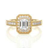 1.09 Carat Emerald Cut Halo Lab Created Diamond Ring